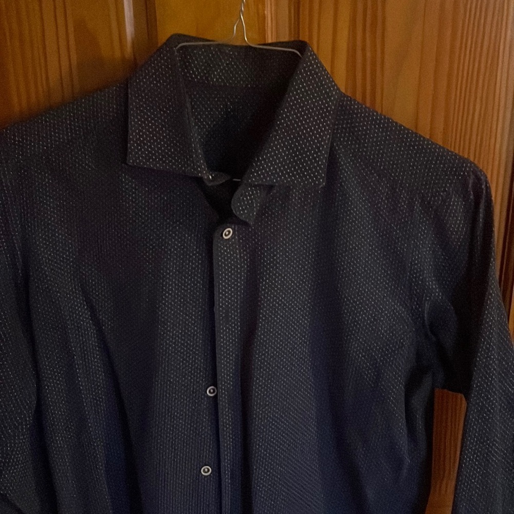HTML (Turkish-made) Modnight Blue Dress Shirt with White Dots